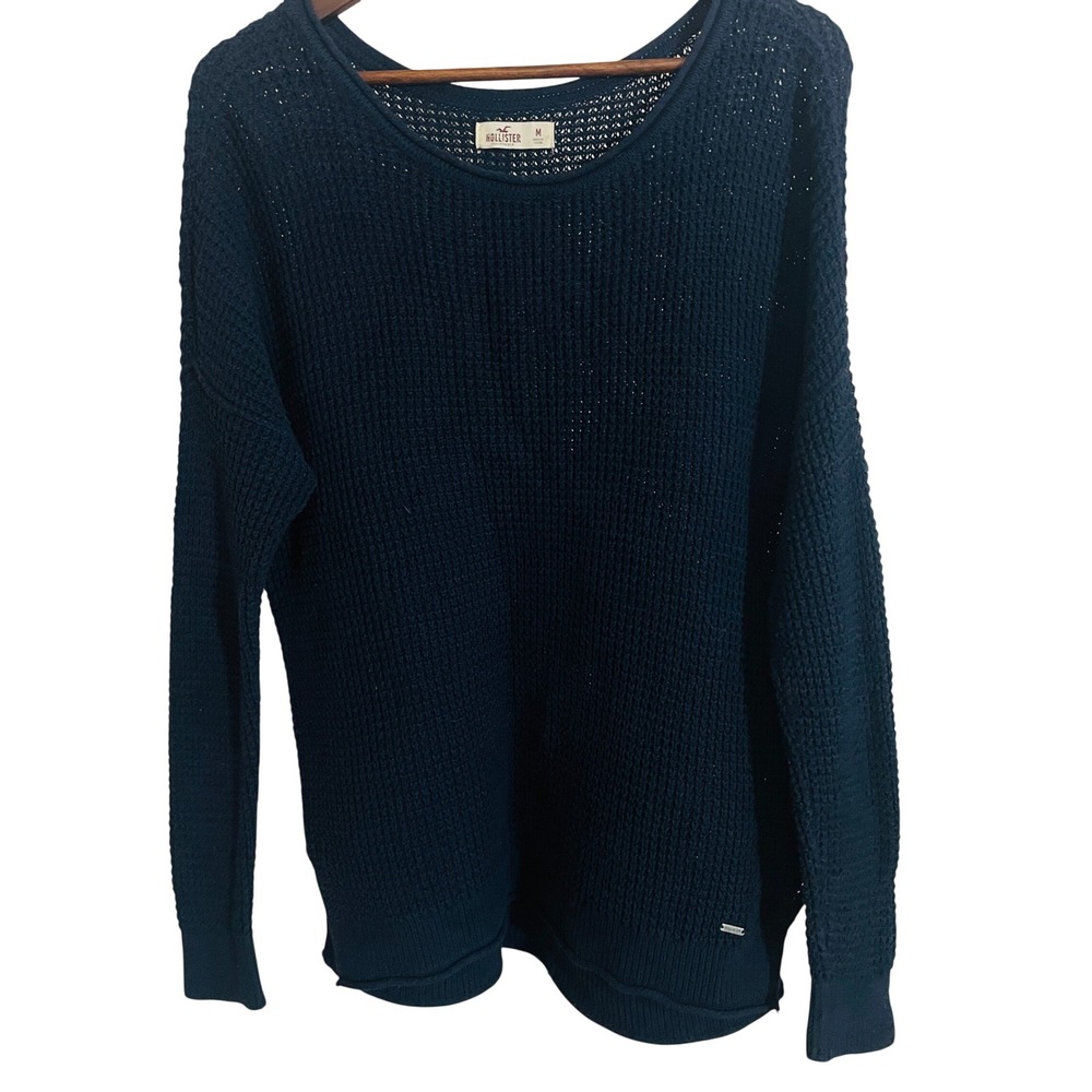 Hollister Mens Vintage Y2K Fisherman Roll Neck Waffle Knit Sweater M Coastal